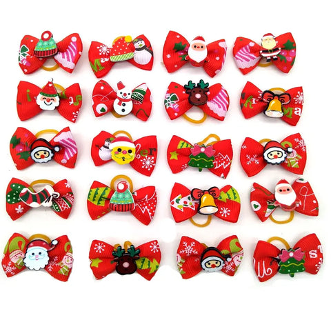10/20/50 Pcs Christmas Pet Bows Dog Hair Accessories Holiday Party Dogs Bows Hair Dog Grooming Bows For Small Dog Pet