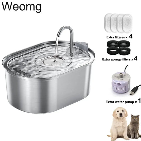 3.2L Stainless Steel Cat Water Fountain Automatic Pet Water Dispenser Accessories Auto Cat Drinking Fountain Dog