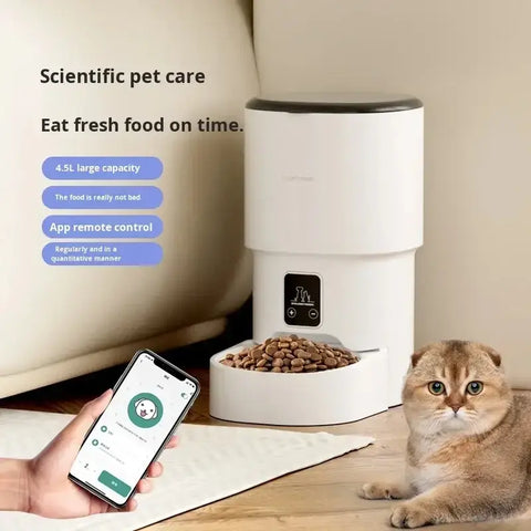 4L Intelligent Pet Feeder WiFi Automatic Food Dispenser Smart Timing Feeding Device With Button Control Pet Feeder