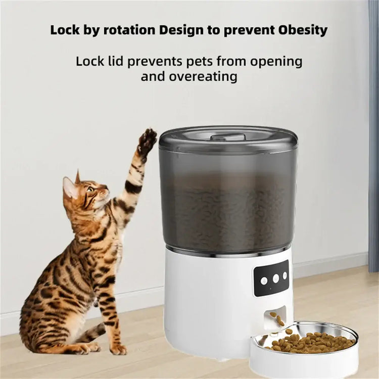 Automatic Cat Feeders 4L Timed Cat Dry Food Dispenser Dual Power Supply Programmable Portion Control Auto Pet Feeder