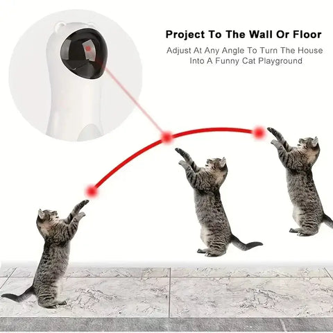 Automatic Cat Laser Toy LED Teaser Interactive Training Entertaining Multi-Angle Adjustable USB Charging - White