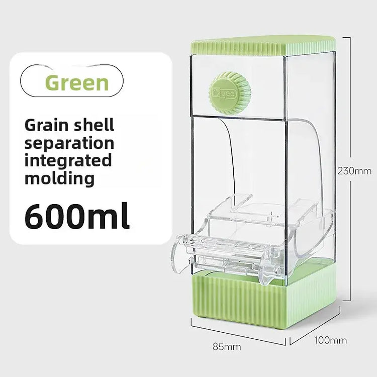 Automatic Parrot Feeder Splash-Proof Large Capacity House-Shaped Small Pet Feeding Supplies - green