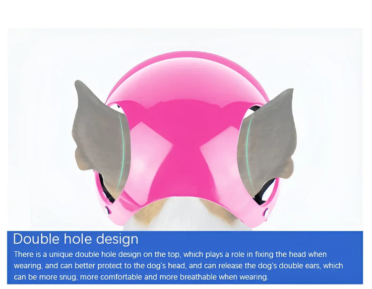 Pet Helmet Pink Dog Cat Wear Comfortable Motorbike Sports Outdoor Accessories Headwear Double Hole Adjustable Pet