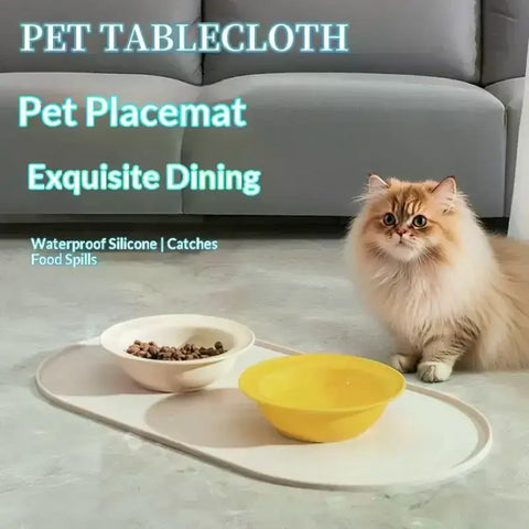 Cat Feeding Mat With Non-Slip Waterproof Design Pet Food Mat Compatible With Cat/Dog Bowls Multipet Households
