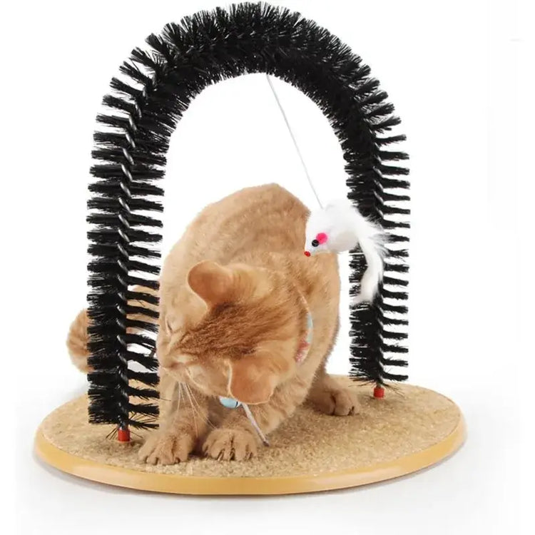 Cat grooming device indoor cat brush toy arch grooming device cat massager toy - black