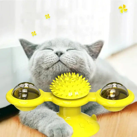 Cat Toy Windmill Rotating Turntable Interactive Pet Scratcher Hair Brush Catnip Teaser Toy for Kittens Cats Pet Supplies