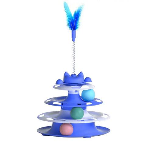 Cat Toys for Self-Entertainment: Interactive Turntable Teaser Wand Balls - Anti-Boredom for Kittens & Adult Cats,