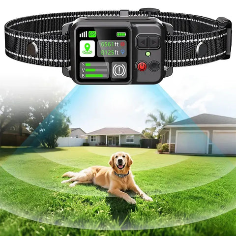 Clôture GPS pour animaux de compagnie et dispositif anti-aboiements - black