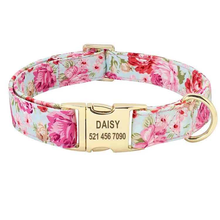 Collier pour chien personnalisé à fleurs - Baby Blue Flower / S