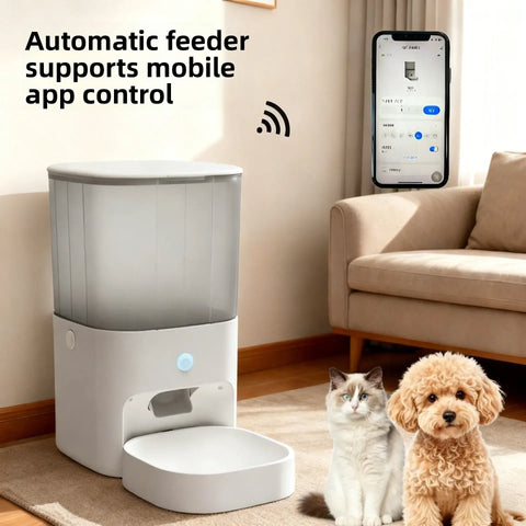Dog and Cat Automatic Feeder Timed and Quantitative Intelligent Feeder APP Remote Control of Pet Food Bowl - W3 milky