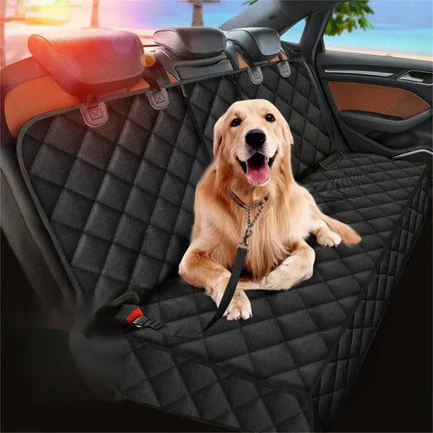 Dog Car Rear Seat Protective Cover Waterproof Dirt Resistant Pet Seat Cover Black Shoulder Strap Hammock Pet Travel