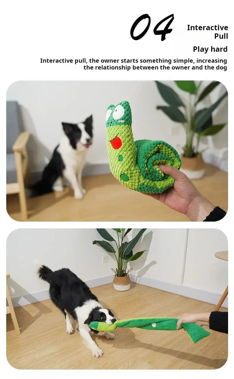 Dog Puzzle Feeder Interactive Toy Indestructible Plush Sound Squeak Puppy Toys For Resistant Foldable Snail Dogs Pet