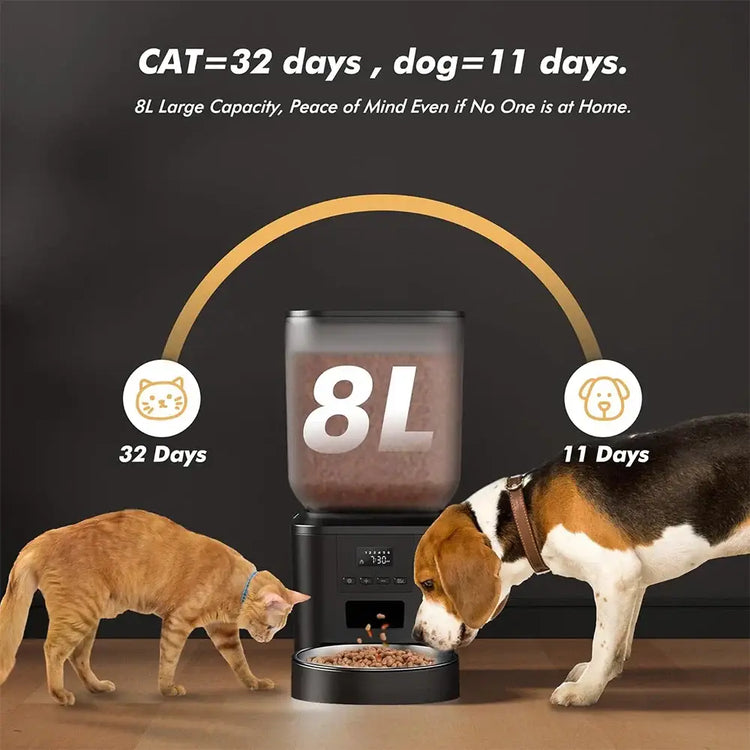 FURPIPI Smart 8L Automatic Pet Feeder with Timer USB & Battery Powered Slow Feed Dispenser for Cats and Dogs No Plug