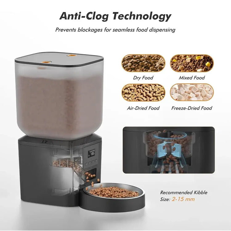 FURPIPI Smart 8L Automatic Pet Feeder with Timer USB & Battery Powered Slow Feed Dispenser for Cats and Dogs No Plug