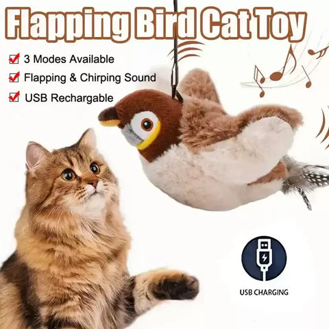 Jouet interactif pour chat en forme d’oiseau simulé