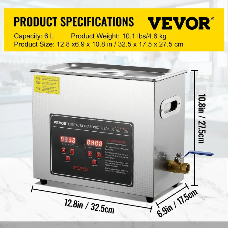Nettoyeur ultrasonique en acier inoxydable - 6L / france