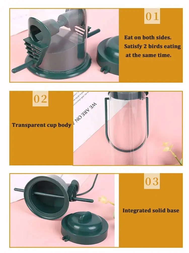 Pet Bird Feeder Food Dispenser Outdoor Hanging Multiple Holes Bird Feeder Small Bird Automatic Foot Feeding Tool Bird