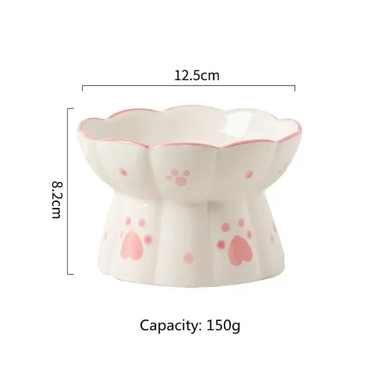 Pet Cat Ceramic Food Bowl Elevated Drinking Eating Feeders Small Puppy Dogs Snack Water Bowls Set Cats Feeding