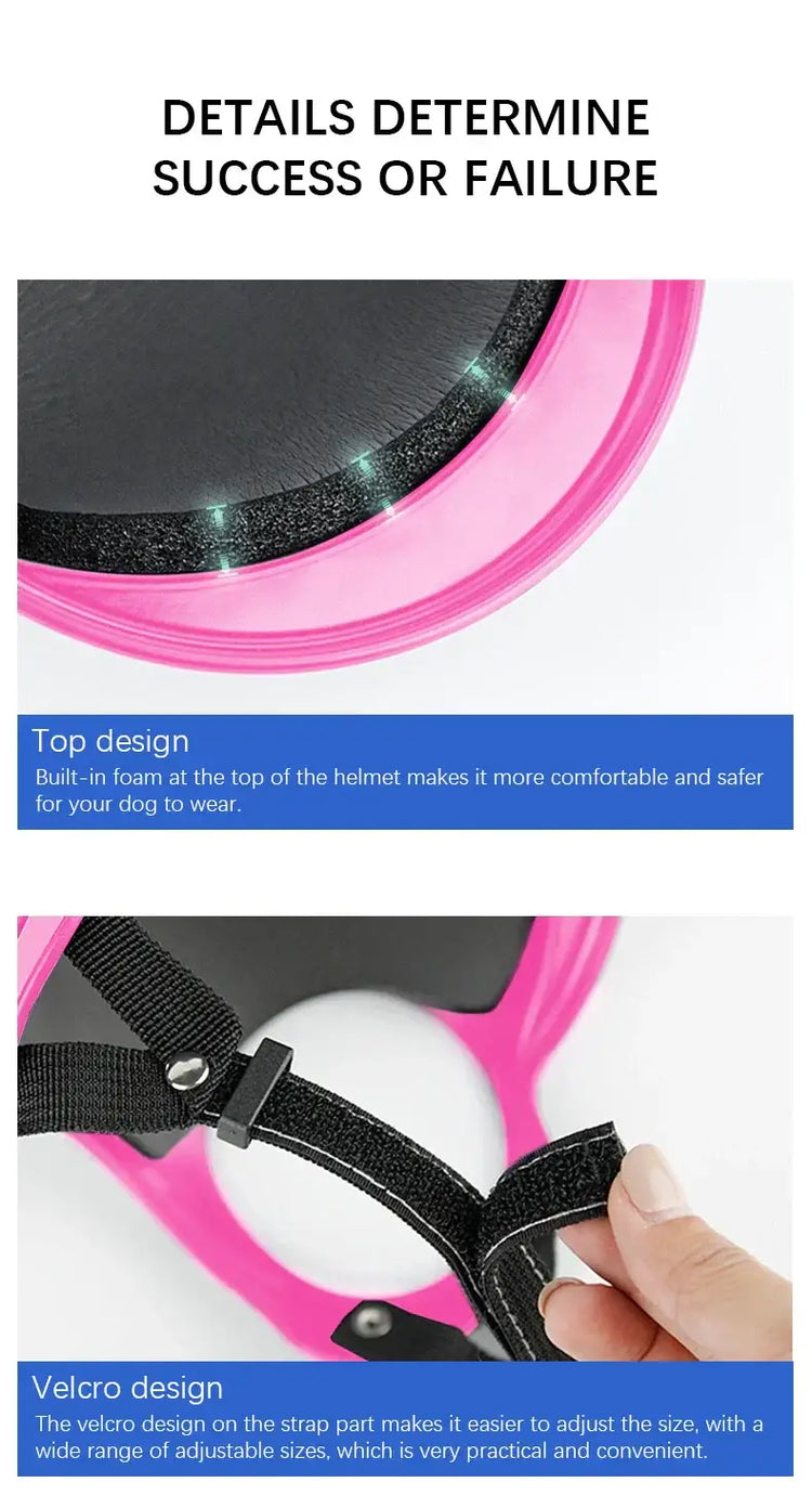 Pet Helmet Pink Dog Cat Wear Comfortable Motorbike Sports Outdoor Accessories Headwear Double Hole Adjustable Pet