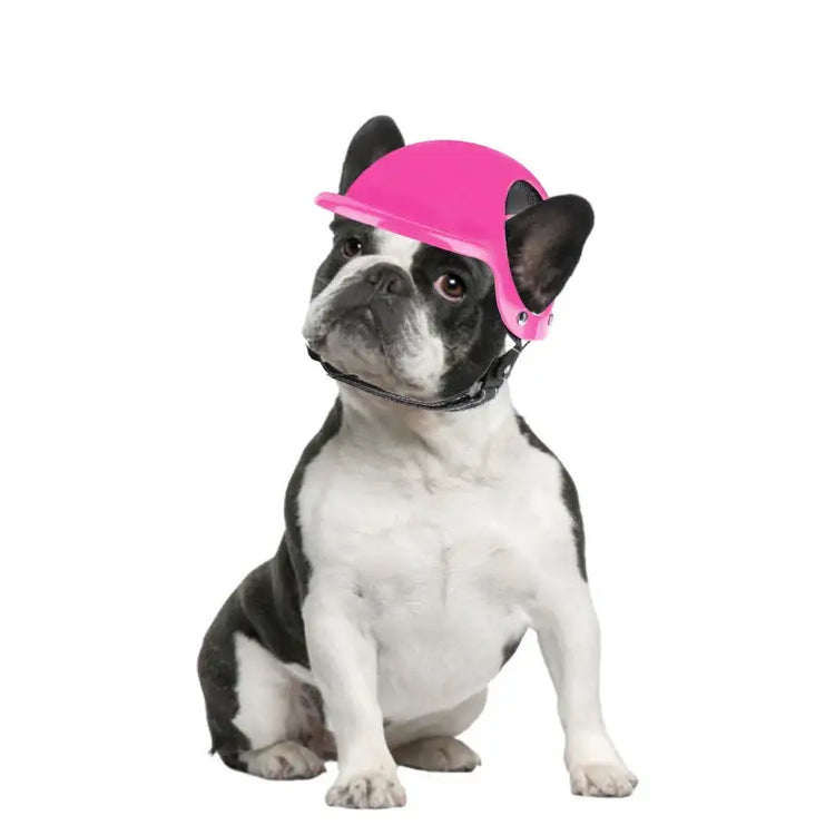 Pet Helmet Pink Dog Cat Wear Comfortable Motorbike Sports Outdoor Accessories Headwear Double Hole Adjustable Pet