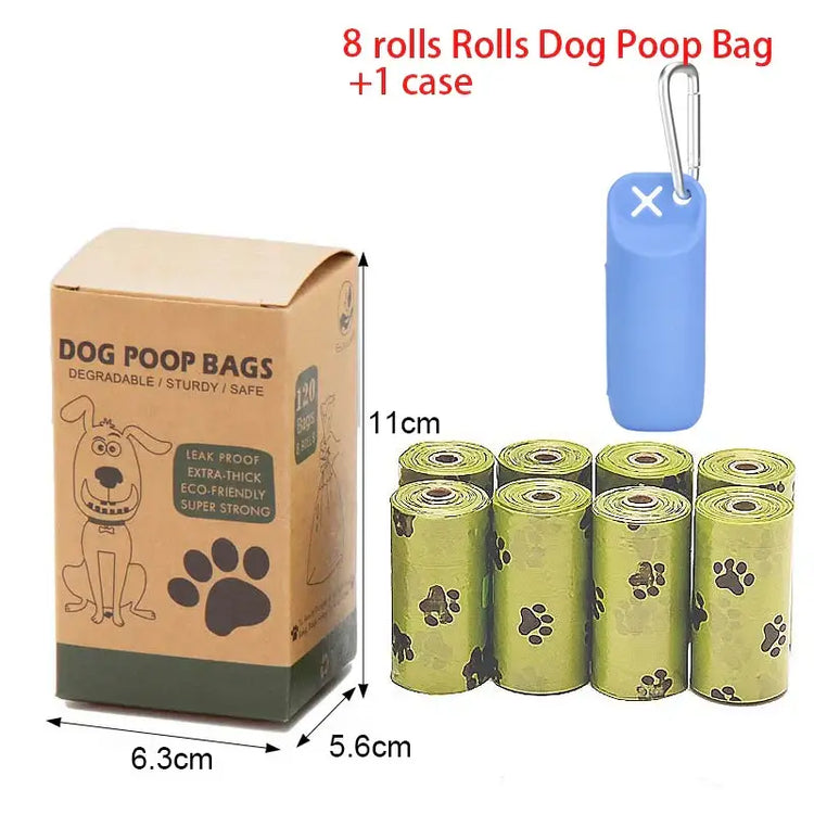 Sac à déjections canines portable - 8 rolls Blue