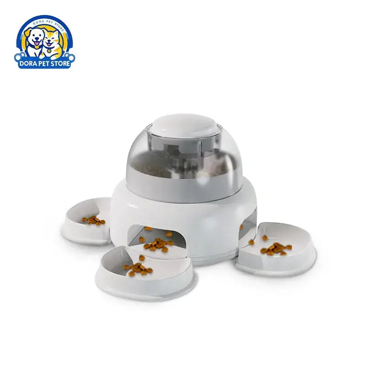 Three bowls of pet food dispenser automatic press feeder slow food dispenser fun pet food utensils - Three bowl feeders