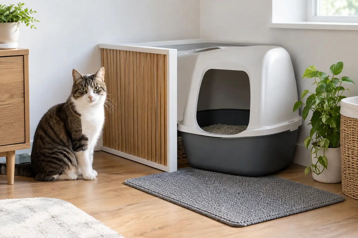 Exemple de coin litière chat propre et discret