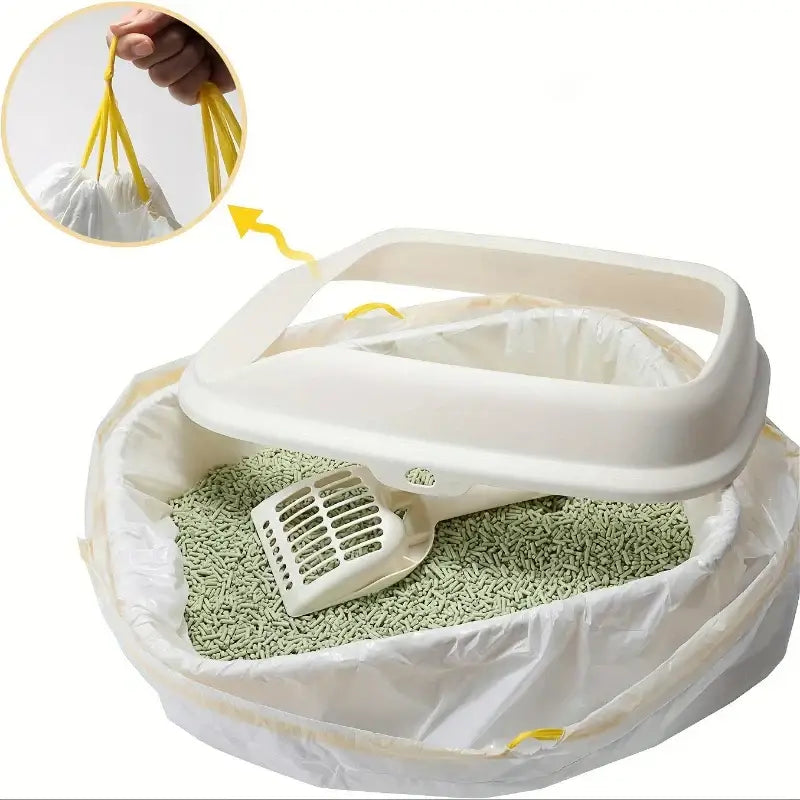 1 Roll Cat Litter Bag Pet Drawstring Garbage Bag Household Pet Shop Cat Litter Box Lining Multi Size Disposable Clean