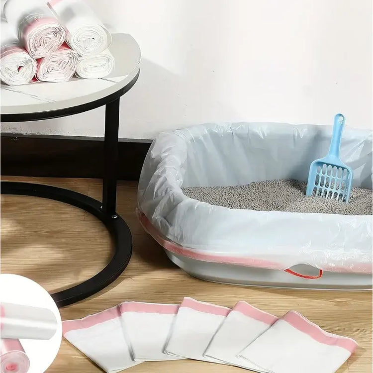 1 Roll Cat Litter Bag Pet Drawstring Garbage Bag Household Pet Shop Cat Litter Box Lining Multi Size Disposable Clean