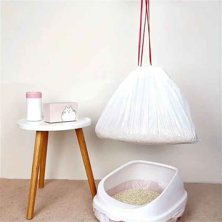 1 Roll Cat Litter Bag Pet Drawstring Garbage Bag Household Pet Shop Cat Litter Box Lining Multi Size Disposable Clean