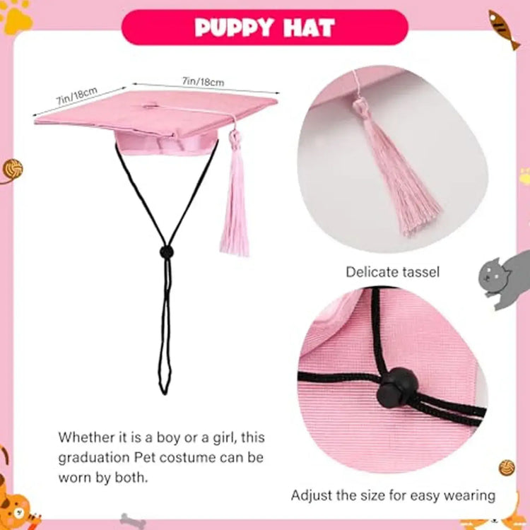 1 Set Pet Graduation Suit Adorable Adjustable Hat With Tassel Pet Cats Dogs Cosplay Costume Set Graduation Pet