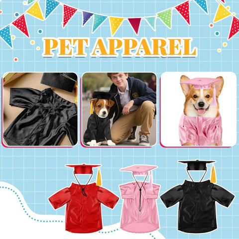 1 Set Pet Graduation Suit Adorable Adjustable Hat With Tassel Pet Cats Dogs Cosplay Costume Set Graduation Pet