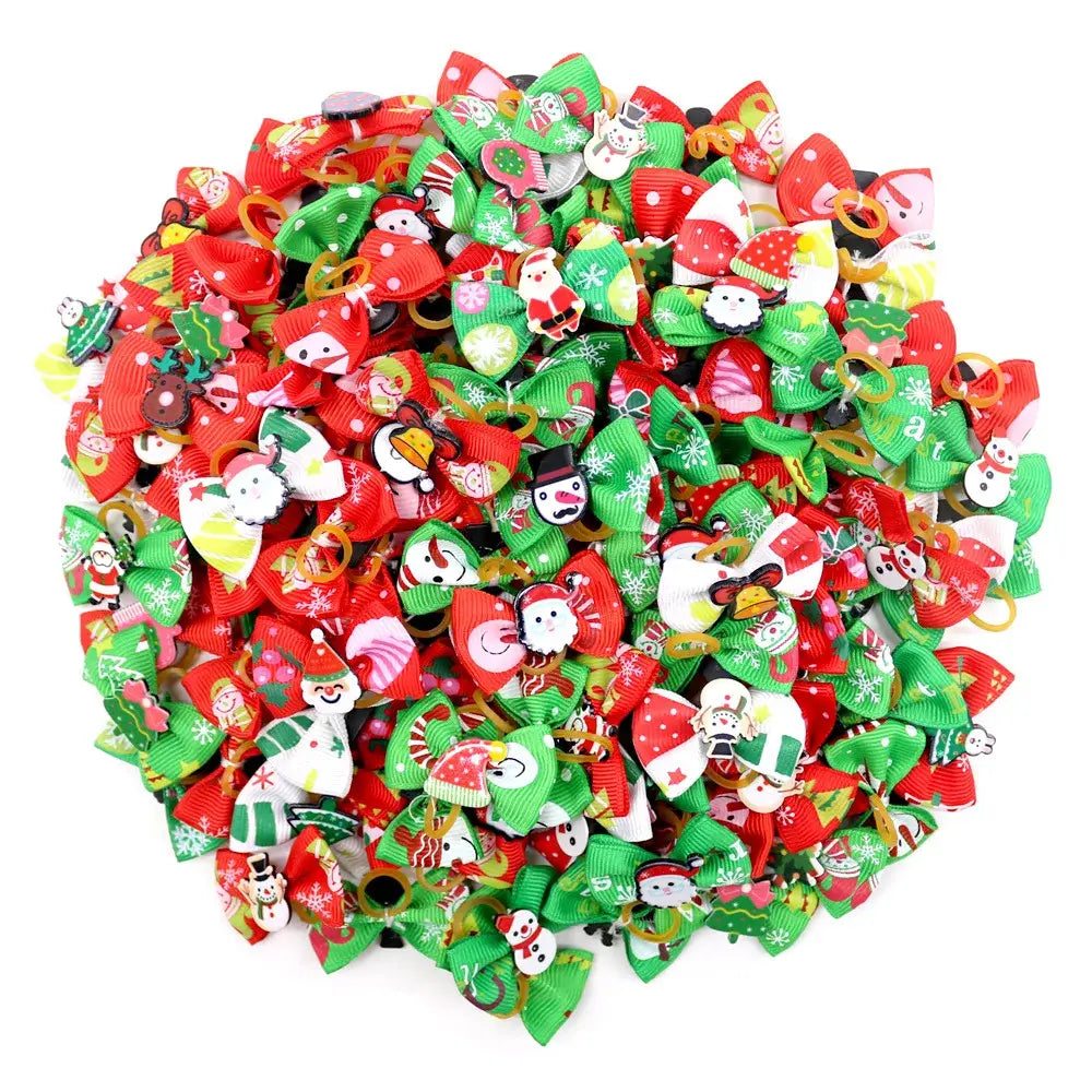 10/20/50 Pcs Christmas Pet Bows Dog Hair Accessories Holiday Party Dogs Bows Hair Dog Grooming Bows For Small Dog Pet