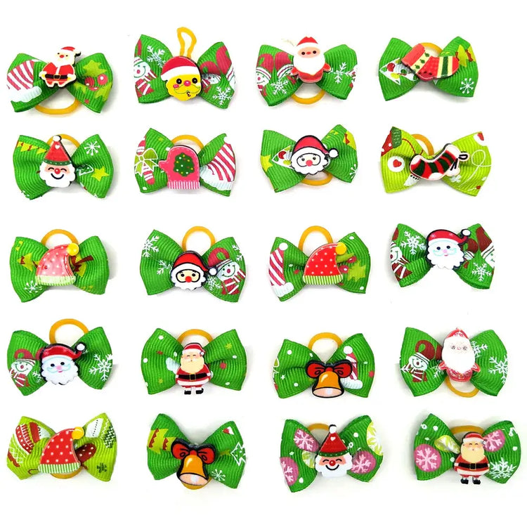10/20/50 Pcs Christmas Pet Bows Dog Hair Accessories Holiday Party Dogs Bows Hair Dog Grooming Bows For Small Dog Pet