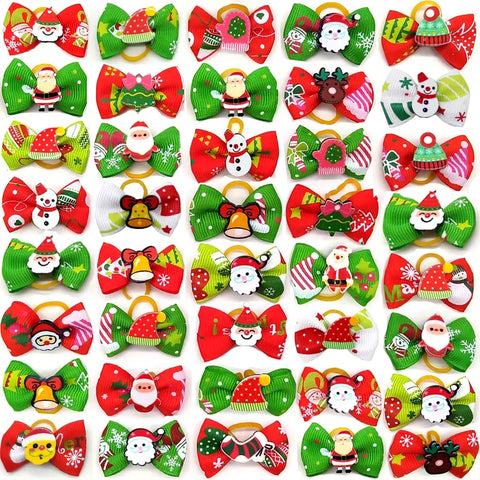 10/20/50 Pcs Christmas Pet Bows Dog Hair Accessories Holiday Party Dogs Bows Hair Dog Grooming Bows For Small Dog Pet
