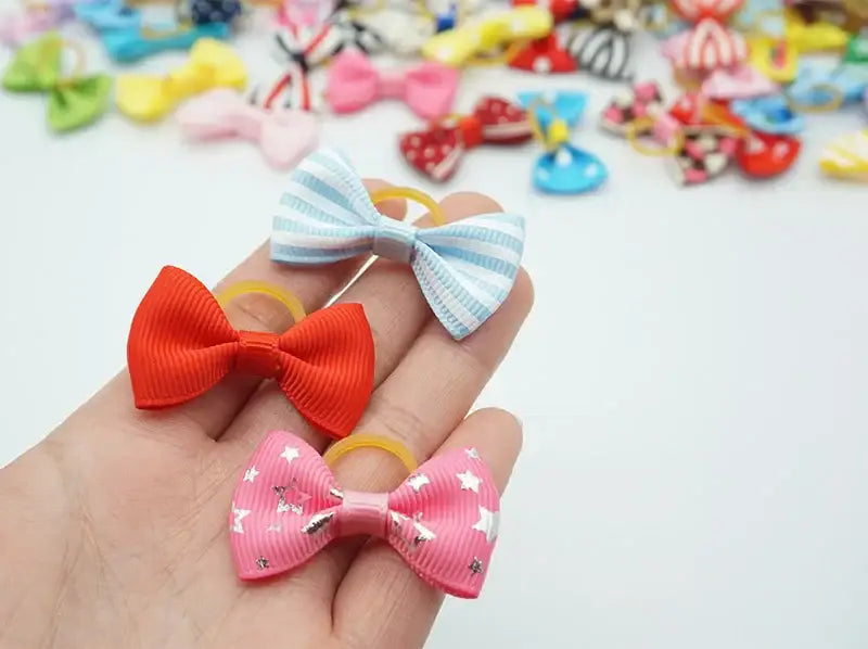 100 Pieces Pet Hair Accessories Elastic Rubber Band Dog Hair Bows 121 Colors Cute Ribbon Hair Clips for Yorkshire And