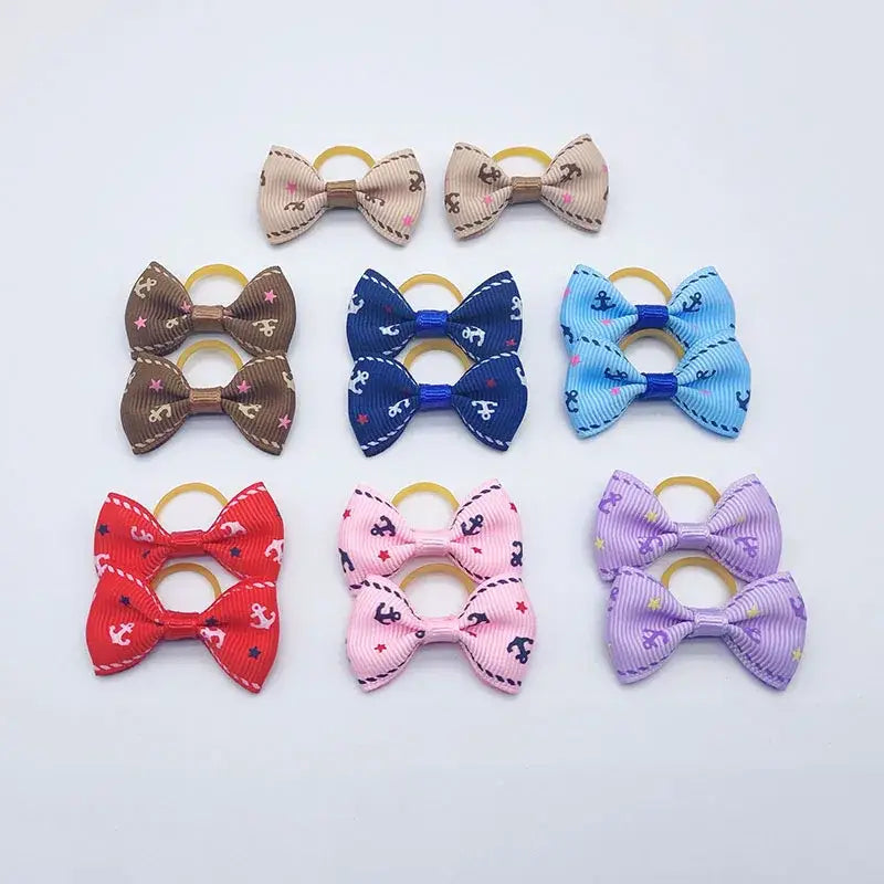 100 Pieces Pet Hair Accessories Elastic Rubber Band Dog Hair Bows 121 Colors Cute Ribbon Hair Clips for Yorkshire And