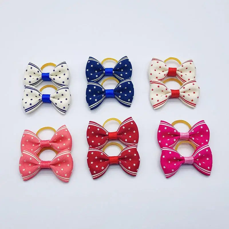 100 Pieces Pet Hair Accessories Elastic Rubber Band Dog Hair Bows 121 Colors Cute Ribbon Hair Clips for Yorkshire And