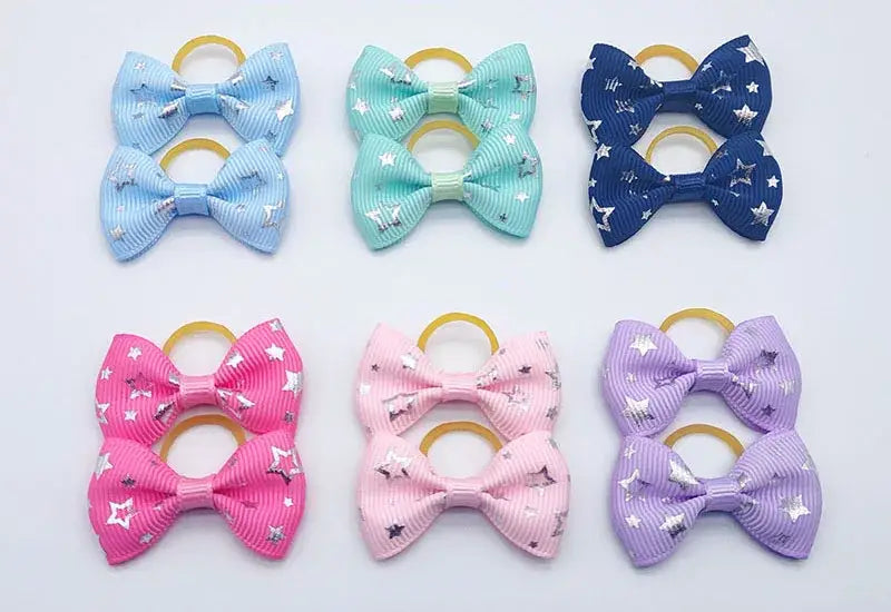 100 Pieces Pet Hair Accessories Elastic Rubber Band Dog Hair Bows 121 Colors Cute Ribbon Hair Clips for Yorkshire And