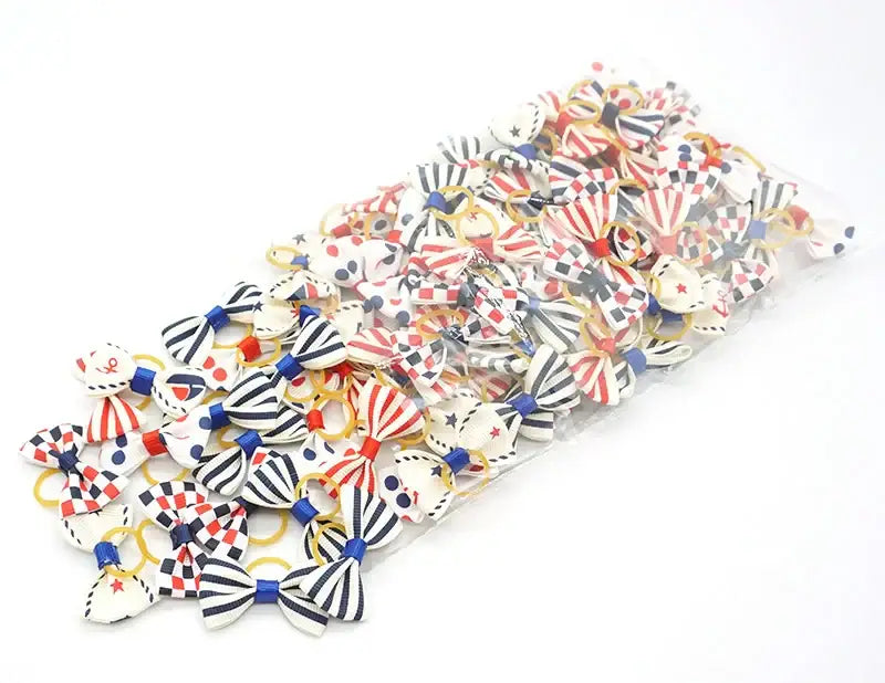 100 Pieces Pet Hair Accessories Elastic Rubber Band Dog Hair Bows 121 Colors Cute Ribbon Hair Clips for Yorkshire And