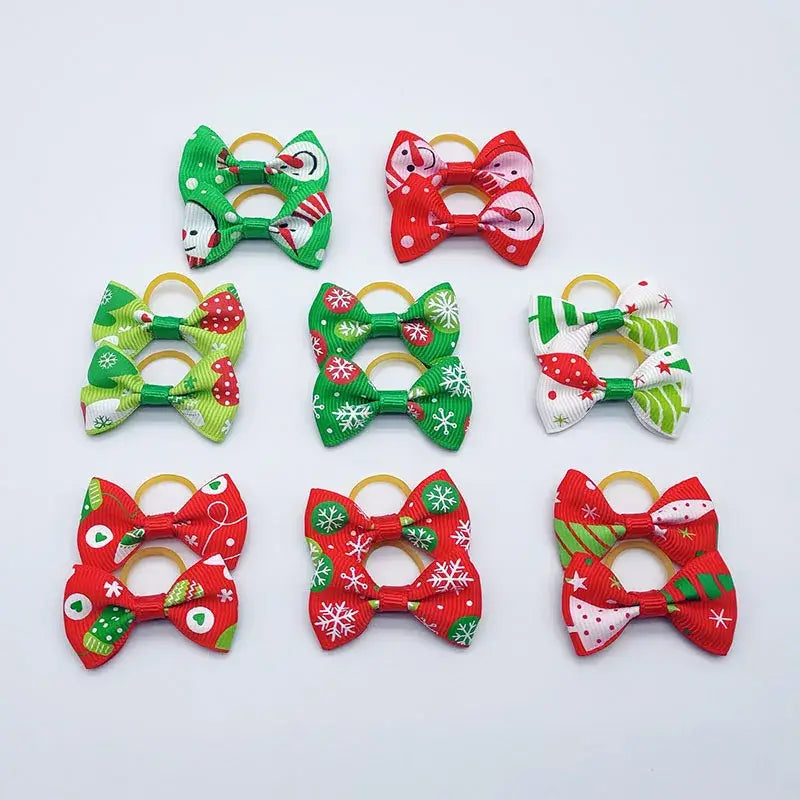 100 Pieces Pet Hair Accessories Elastic Rubber Band Dog Hair Bows 121 Colors Cute Ribbon Hair Clips for Yorkshire And