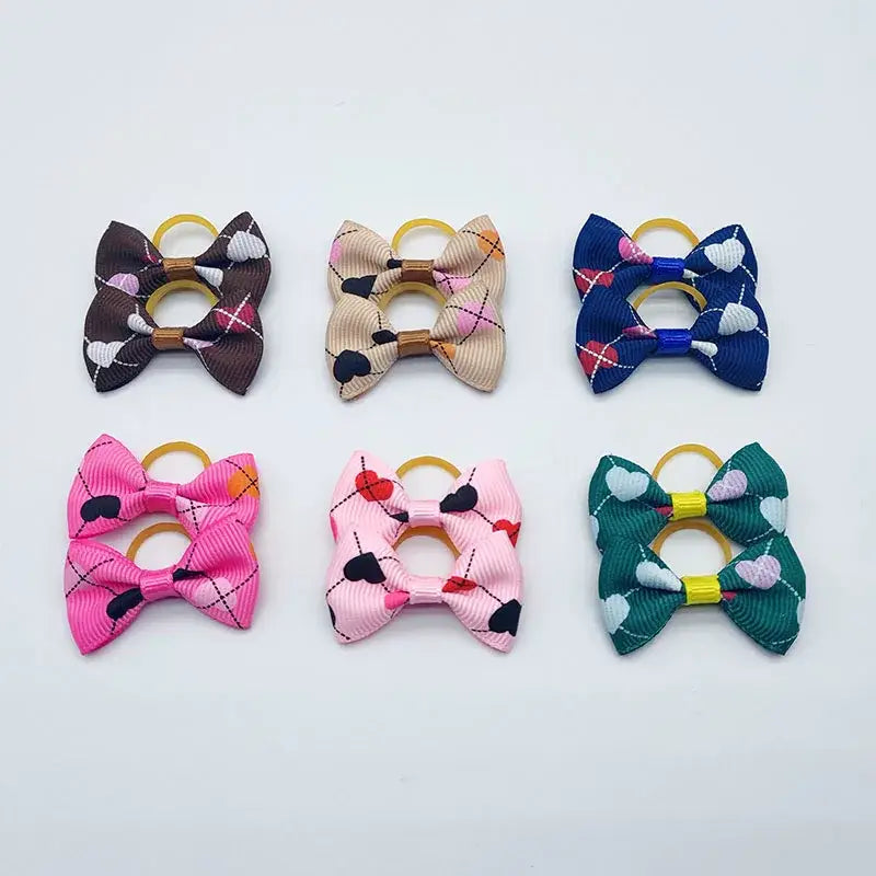 100 Pieces Pet Hair Accessories Elastic Rubber Band Dog Hair Bows 121 Colors Cute Ribbon Hair Clips for Yorkshire And