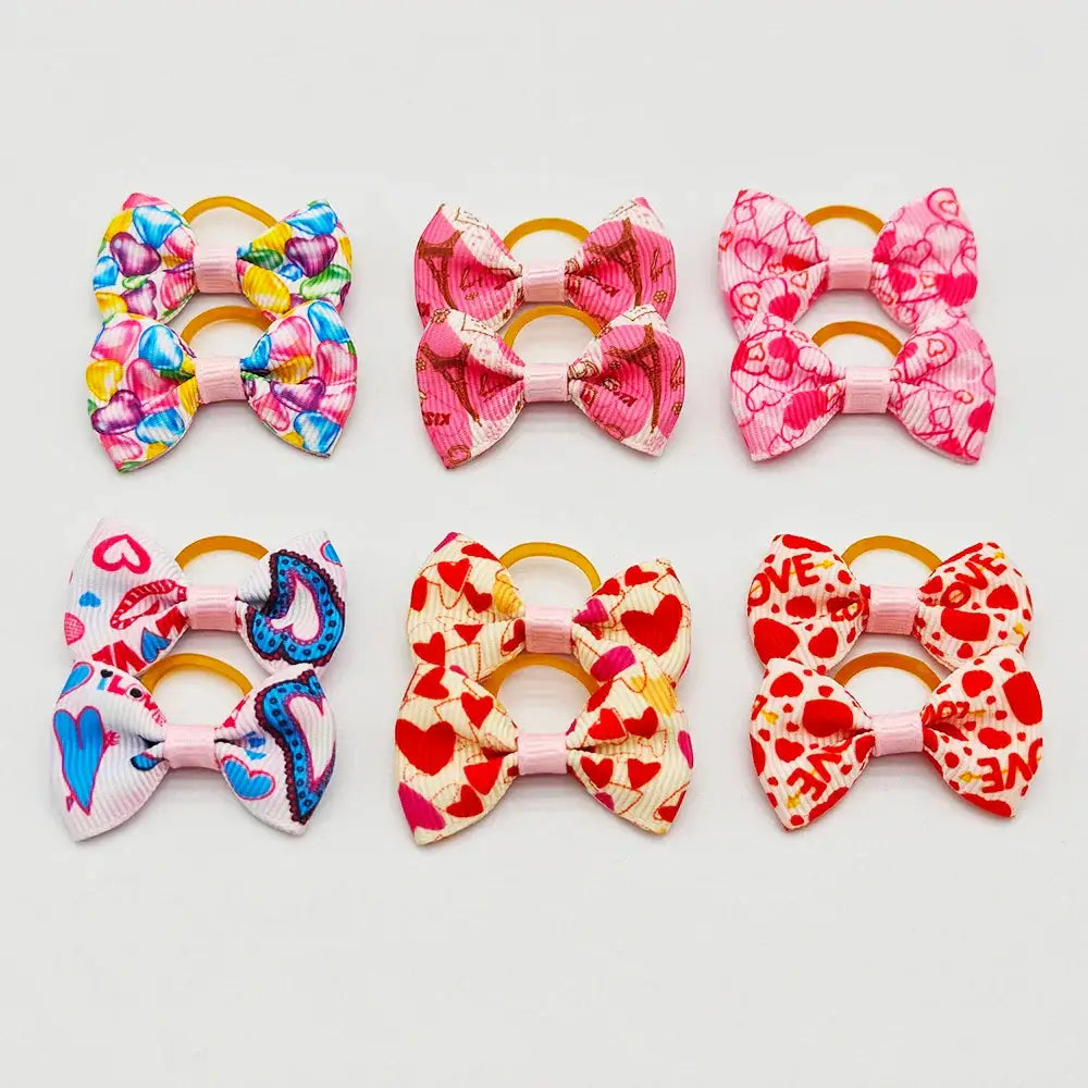 100 Pieces Pet Hair Accessories Elastic Rubber Band Dog Hair Bows 121 Colors Cute Ribbon Hair Clips for Yorkshire And
