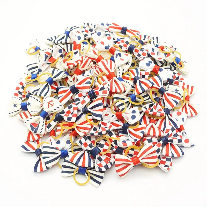 100 Pieces Pet Hair Accessories Elastic Rubber Band Dog Hair Bows 121 Colors Cute Ribbon Hair Clips for Yorkshire And