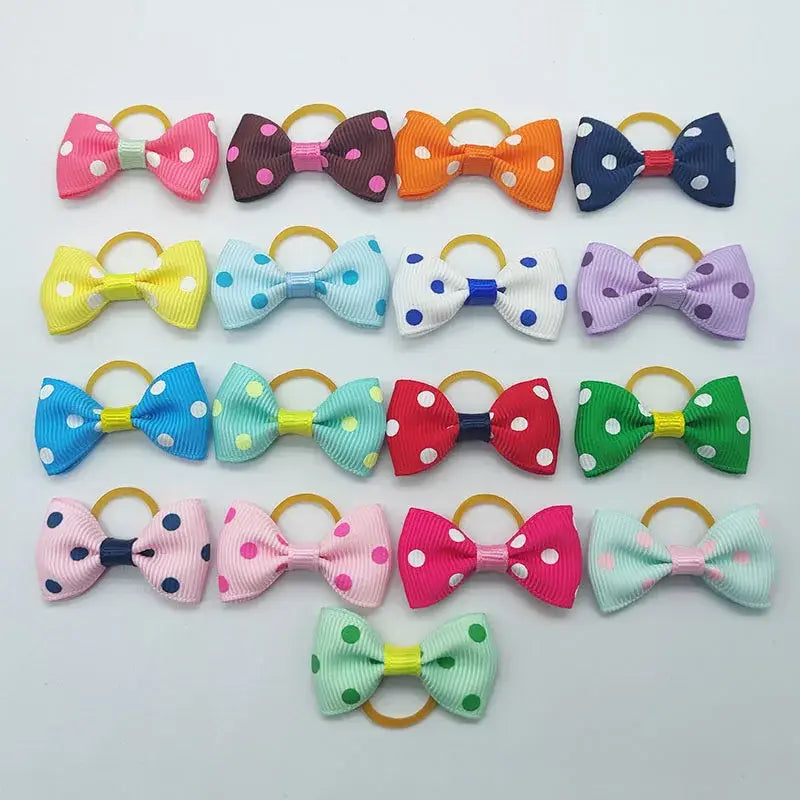 100 Pieces Pet Hair Accessories Elastic Rubber Band Dog Hair Bows 121 Colors Cute Ribbon Hair Clips for Yorkshire And