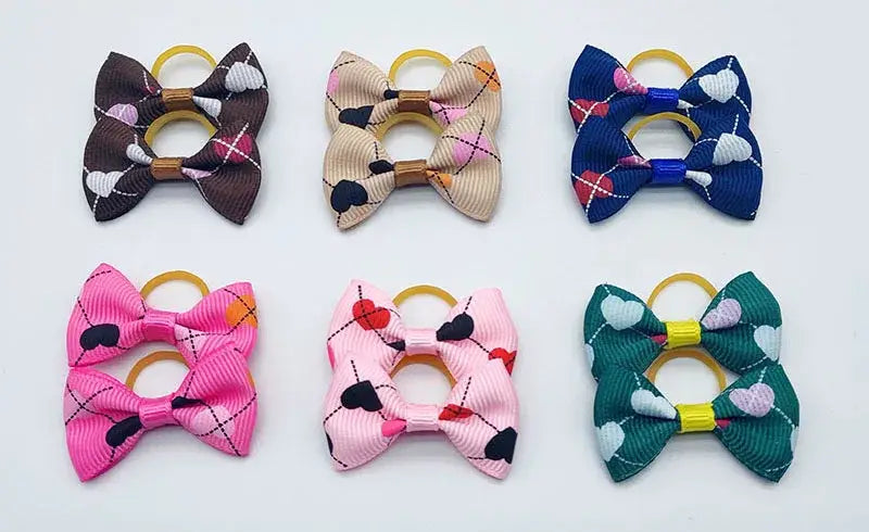 100 Pieces Pet Hair Accessories Elastic Rubber Band Dog Hair Bows 121 Colors Cute Ribbon Hair Clips for Yorkshire And