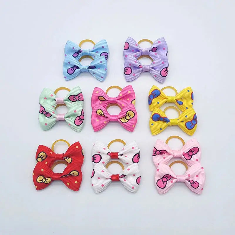 100 Pieces Pet Hair Accessories Elastic Rubber Band Dog Hair Bows 121 Colors Cute Ribbon Hair Clips for Yorkshire And
