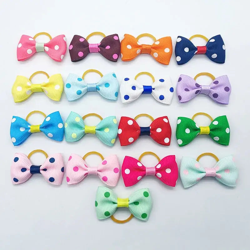 100 Pieces Pet Hair Accessories Elastic Rubber Band Dog Hair Bows 121 Colors Cute Ribbon Hair Clips for Yorkshire And