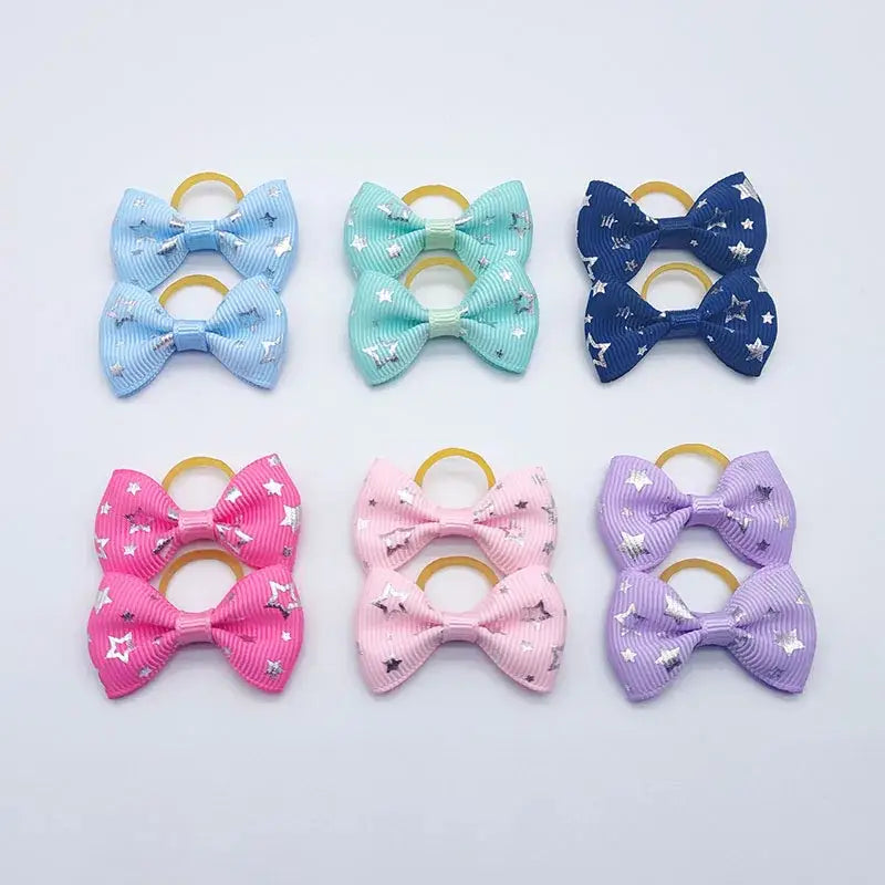 100 Pieces Pet Hair Accessories Elastic Rubber Band Dog Hair Bows 121 Colors Cute Ribbon Hair Clips for Yorkshire And