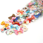 100 Pieces Pet Hair Accessories Elastic Rubber Band Dog Hair Bows 121 Colors Cute Ribbon Hair Clips for Yorkshire And